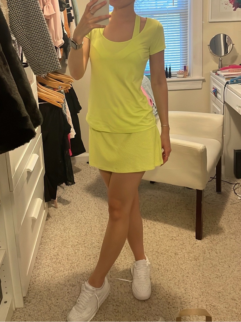 Neon Yellow Tennis Skort Set